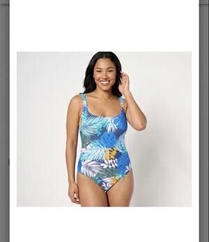 Jantzen Jolie blue palm Adjustable Straps black swimsuit 4